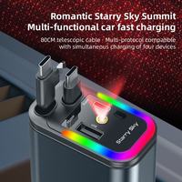 Chargeur de téléphone portable télescopique cinq en un pour voiture, type C, PD120W, charge rapide, compatible avec iPhone/Android