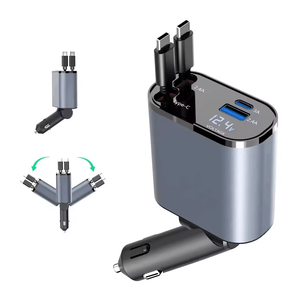 <span class=keywords><strong>Chargeur</strong></span> de voiture rétractable 4-en-1 100W Chargement rapide pour <span class=keywords><strong>iPhone</strong></span> 16/15 Galaxy Pixel avec deux câbles et adaptateur USB Design compact - Product Image 2