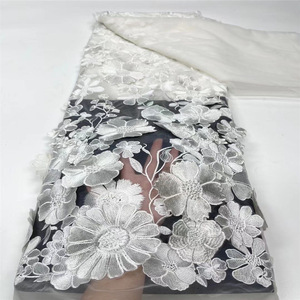 ウェディングドレスのためのラインストーン卸売シャイニングフレンチ刺Embroideryレース生地と新しくアフリカのチュールメッシュレース生地