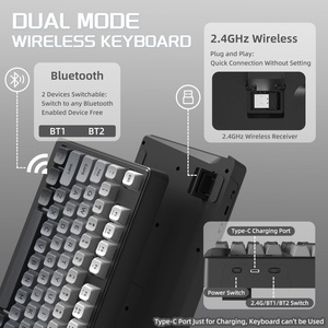Teclado Mecánico Inalámbrico para Juegos Free Wolf M96 <span class=keywords><strong>de</strong></span> 94 Teclas, Retroiluminación RGB, Perilla Multimedia, Pantalla LCD, Modo Dual BT/2.4Ghz para Escritorio - Product Image 3