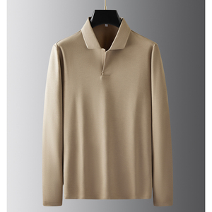 <span class=keywords><strong>Polo</strong></span> da <span class=keywords><strong>uomo</strong></span> in misto <span class=keywords><strong>lana</strong></span> di alta qualità in pile calda tinta unita da lavoro con risvolto a <span class=keywords><strong>manica</strong></span> <span class=keywords><strong>lunga</strong></span> - Product Image 3