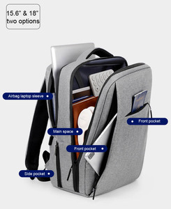 15.6" Large Waterproof Eco-Friendly Polyester Softback <b>Laptop</b> <b>Backpack</b> Arcuate Shoulder Strap Zipper Closure Business Style - Product Image 6