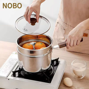 Marmite de cuisson intégrée en acier inoxydable de style vintage moderne, petite, pour lait, soupes, bouillons, nouilles et aliments pour bébés, avec fonction vapeur - Product Image 3