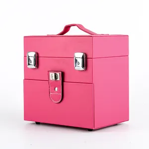 GLARY Private Label Nail Polish Storage Case Box Dustproof Leather Nail Box With Handle Travel Case Box For Nail Manicure