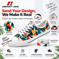 Baskets basses en toile personnalisées avec logo imprimé, motif personnalisé, à lacets, chaussures décontractées, OEM ODM, chaussures à marque privée