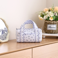 Pochette mini imprimée d'été avec fermeture éclair, en tissu doux, trousse de toilette matelassée