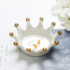 <strong>Ceramic</strong> Crown <strong>Jewelry</strong> <strong>Box</strong> with Heart Pattern Modern Design-Earrings Necklace Ring Tray Storage for Desktop Ashtray Candlestick - Product Image 6
