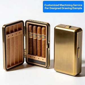 Estuche de Viaje para Cigarros de Acero Inoxidable y Latón con Recubrimiento PVD, Humidor de Cigarros de Aleación de Aluminio, Caja Humidificadora, Diseño Personalizado con Mecanizado CNC - Product Image 1