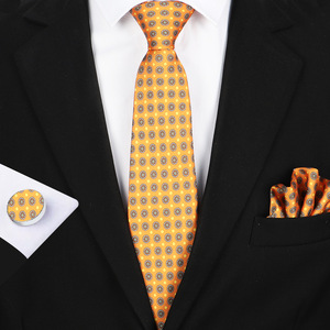 Conjunto de <span class=keywords><strong>Corbata</strong></span> para Hombre al por Mayor, Color <span class=keywords><strong>Azul</strong></span> <span class=keywords><strong>Marino</strong></span>, Dorado y Amarillo, <span class=keywords><strong>con</strong></span> Pañuelo de Bolsillo, <span class=keywords><strong>Corbata</strong></span> de Seda <span class=keywords><strong>con</strong></span> Estampado Floral y Gemelos para Hombre - Product Image 2