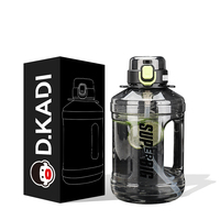 Bouteille d'eau portable en plastique de grande capacité, personnalisée, anti-fuite, 2,2 L (74 oz), pour le sport et la gym, avec poignée et paille