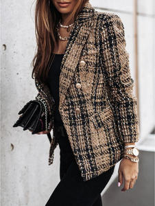 Hot Plaid Double-breasted <strong>Suit</strong> Collar Slim-fit Custom blazer <strong>Tweed</strong> blazer Blazers Ladies Women - Product Image 5