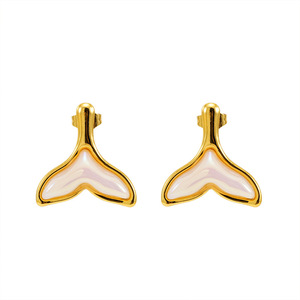 Zogxin Geometric Mermaid Tail Stud Earrings Gold Stainless Steel Party Fashion Jewelry - Product Image 5