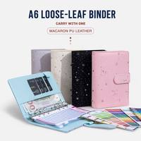 Organisateur de budget A6 créatif motif étoilé, pochette de papeterie en cuir rose et bleu, carnet multifonctionnel personnalisable