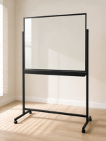 Tableau blanc portable en verre transparent sur roulettes pour salle de classe – Tableau effaçable à sec en verre trempé sans traces avec plateau pleine largeur