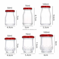 Pot en verre pour pudding de 50 ml, 80 ml, 100 ml avec couvercle en aluminium rouge lisse, pot à yaourt pour mousse, gelée, dessert au nid d'oiseau
