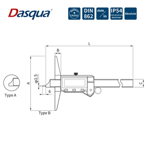 Calibrador de Profundidad Digital de Acero Inoxidable IP67 de 0-150 mm con Transferencia Inalámbrica de Datos, Resolución de 0.01, 2460-3105 Dept - Product Image 5
