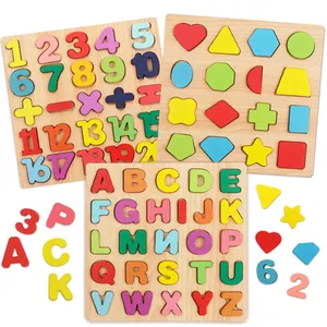ألغاز خشبية ، أحرف ورقم ABC للأطفال التعليمية ، ألغاز خشبية أبجدية إبداعية للأطفال