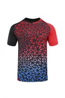 Jersey Bulu Tangkis Mosaik Gradien Kustom, Menyerap Keringat, Ramah Kulit, Cepat Kering, Pakaian Latihan Tim, MOQ Rendah, Pesanan Grosir