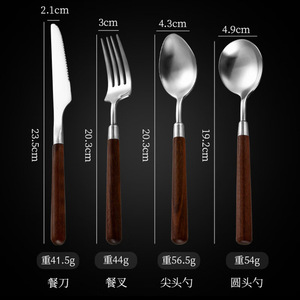 Walnut Handle 304 Stainless Steel Spoon Dinnerware Serving Spoon Kitchen <b>utensil</b> - Product Image 2