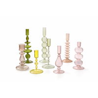 Ensemble de porte-bougies en verre borosilicate côtelé de style nordique, fait main, décoration de Noël et de Pâques pour la maison, haute qualité, résistant à la chaleur