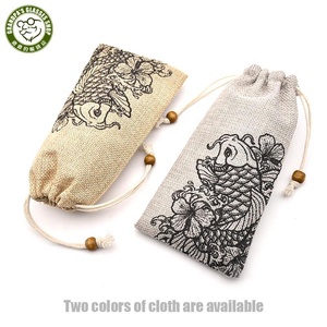 Tùy chỉnh in vải lanh cá mô hình Kính mát Túi xách tay mềm dây rút Linen Kính mắt trường hợp Túi cá nhân - Product Image 4