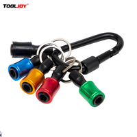 6pcs TOOLJOY Gantungan Kunci Penahan Bit Aluminium Alloy 1/4 Hex Shank Adaptor Bit Obeng Ekstensi Portabel Dapat Disesuaikan