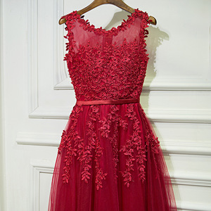 Red A-Line Evening Gown With Floral Embroidery Sweetheart Neckline Natural Waist Long Dress For Wedding Engagement - Product Image 3