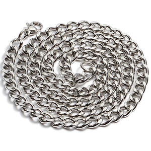 Cadena de eslabones cubanos de acero inoxidable cepillado soldado de doble cara, de varios tamaños, para collar, pulsera y bolso - Product Image 5