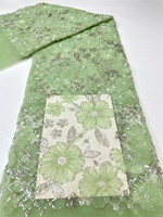 Tissu en dentelle française brodée de sequins et de perles NI.AI, tissu en dentelle de luxe perlé pour robes de mariée