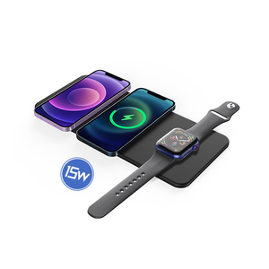 NEWQI Portable Magnetic <strong>Wireless</strong> Charger PU Leather <strong>Case</strong> Fast <strong>Charging</strong> for Compliant Type-C Port for Mobile Phone Earphones - Product Image 1