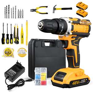 Mesin bor listrik, mesin bor listrik bertenaga tinggi dengan baterai kuning, alat rumah tangga - Product Image 1
