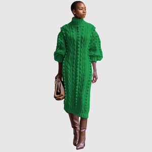 Latest <b>Turtleneck</b> Long Sleeve Knit Casual Slit Maxi Women <b>Sweater</b> Dress Fashion - Product Image 3