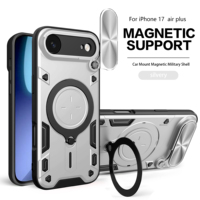 Kickstand cincin logam tugas berat, magnetik tahan guncangan untuk iPhone 17 Air Plus casing penutup telepon Olahraga untuk ponsel