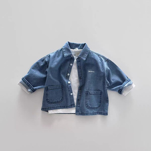 Versión coreana <span class=keywords><strong>de</strong></span> <span class=keywords><strong>gabardina</strong></span> vaquera Ins Purchasing, suave, <span class=keywords><strong>de</strong></span> color liso, nueva colección <span class=keywords><strong>de</strong></span> primavera, holgada, versátil, informal, para niños, niñas y bebés. - Product Image 3