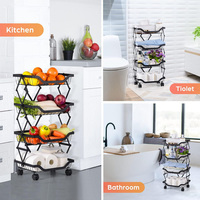 Mulity Couche 5 Niveaux Assemblage Libre Empilable Fil Métallique Roulant Utilitaire Fruits Légumes Garde-Manger Panier de Rangement pour la Cuisine