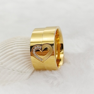 Anillos <span class=keywords><strong>de</strong></span> Compromiso y Matrimonio <span class=keywords><strong>de</strong></span> Alta Calidad con Forma <span class=keywords><strong>de</strong></span> Corazón, Juego <span class=keywords><strong>de</strong></span> 2 Piezas, Anillos <span class=keywords><strong>de</strong></span> <span class=keywords><strong>Promesa</strong></span> para Parejas, Joyería Chapada en Oro <span class=keywords><strong>de</strong></span> 18k al por Mayor - Product Image 2