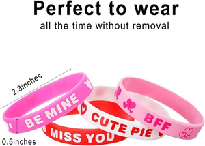 Valentine's Day Pink Silicone Love <b>Bracelet</b> Wristband Fashion Alphabet Letter Print for <b>Couples</b> Promotional Wristbands - Product Image 6