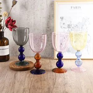 Creative Color Glass Goblet Contrast Red Wine Cup Ins Set Home Wine Cup Candy Contrast Borosilicate Glass Cup