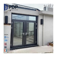Puerta Doble Moderna de Aluminio de 90 mm PDP, Puerta Principal con Malla de Fibra de Vidrio para Exteriores, Hoteles, Hospitales y Almacenes