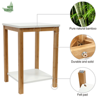 Table basse carrée à double niveau, plateau blanc, double espace de rangement pour salon, canapé et chambre à coucher, table d'appoint minimaliste