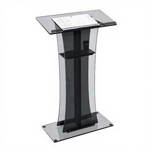 Pupitre moderne en acrylique transparent noir, multifonctionnel, design contemporain pour bureau, église, école - Product Image 4