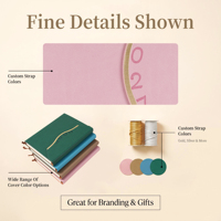 Carnet de notes A5 personnalisable en cuir PU avec couverture rigide et reliure cousue – Édition 2027