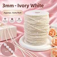 Guirlande de perles rondes en ABS imitation nacre 3/4/5 mm pour décorations de fête et de sapin de Noël