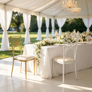 Promoción Sinoperfect: Sillas Tiffany Apilables de Metal Cromado Dorado, Sillas Doradas para Bodas, Silla Chiavari Tiffany para Eventos y Banquetes - Product Image 1