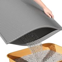 Tapis de litière pour chat double couche en EVA, anti-éclaboussures, à structure alvéolée, avec rebord surélevé, lavable, et grattoir pour pattes