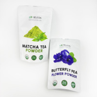 Pochette debout thermoscellée avec logo personnalisé sac en plastique PE sans danger pour les aliments 100 pièces quantité minimale de commande pour le stockage de poudre de thé Matcha au design personnalisé