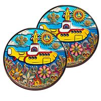 Pièce commémorative en relief double face « Yellow Submarine » 1968, motif « Love Imagination Psychedelic Flower », artisanat métallique, souvenir