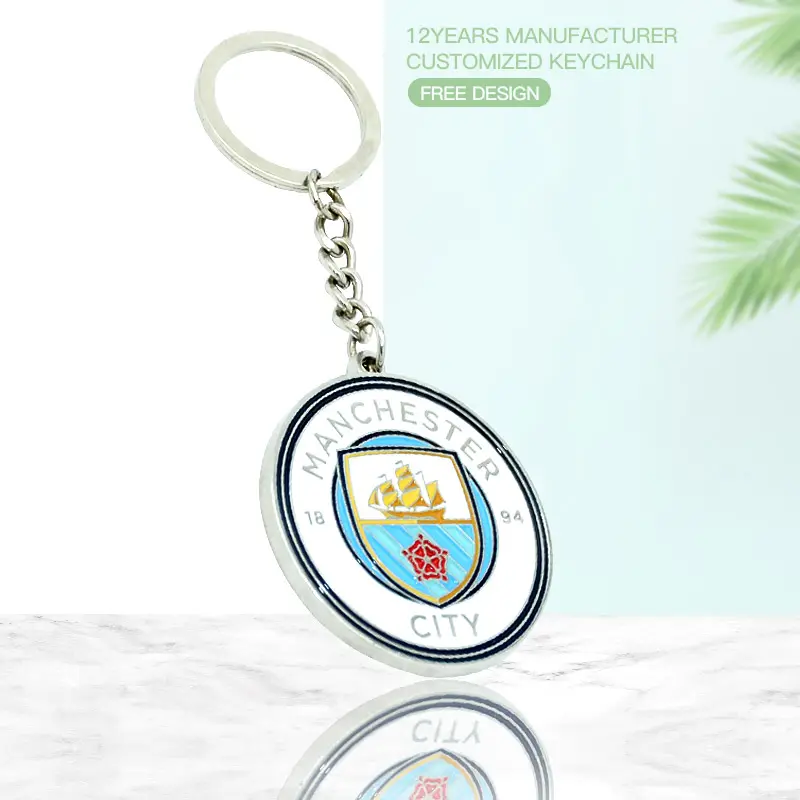 Longzhiyu 17 Năm Trung Quốc Kim Loại Men Móc Chìa Khóa Nhà Sản Xuất Tùy Chỉnh Đội Bóng Đá Keychain Câu Lạc Bộ Bóng Đá Keychain