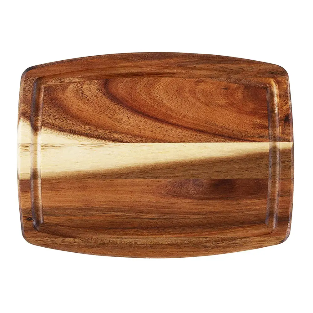 Tabla de cortar de madera de acacia con ranura para jugo para cortar pan, tabla de cortar de Bambú