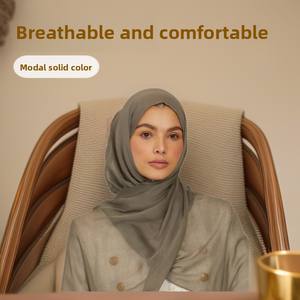 ผ้าพันคอปั่นขอบแคบผ้าเรยอนแบบ2-in-1ระบายอากาศได้ดีสีทึบบางสไตล์ยุโรปอเมริกันดูไบ - Product Image 2